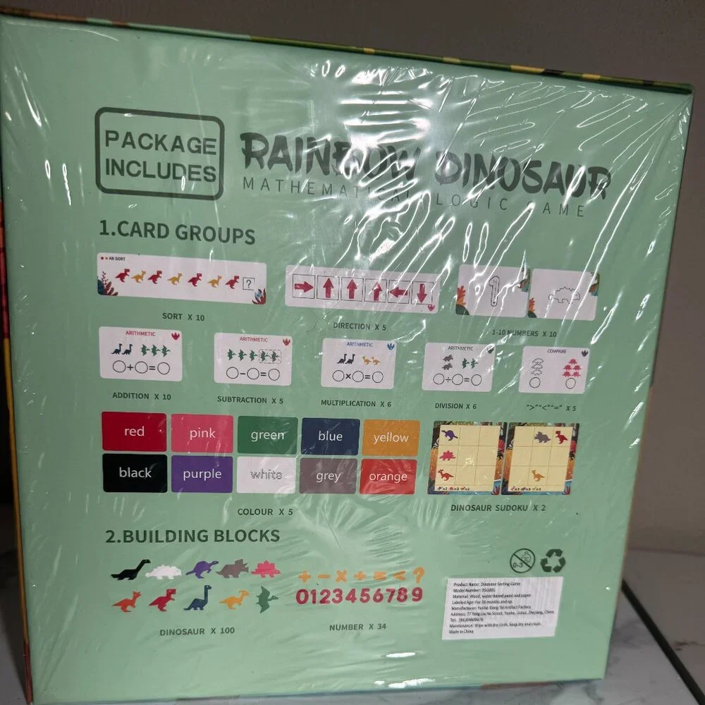 Rainbow‎ Dinosaur Mathematical Thinking Educational Logic Game NWT